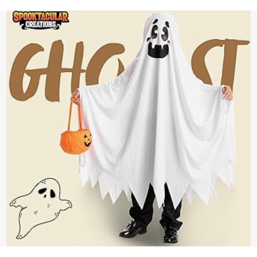 NEW Spooktacular Creations Ghost Costume Kids Size 8-10 Yrs Halloween - Picture 5 of 9